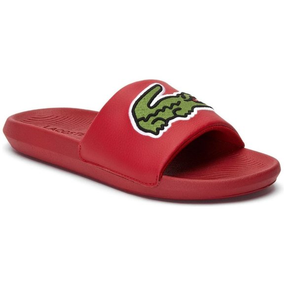 Lacoste Shoes | Lacoste Men Slip on Slide Sandals Croco Slide 319 4 US CMA Red Faux Leather | Color: Red | Size: 8 | Callixteshoes's Closet